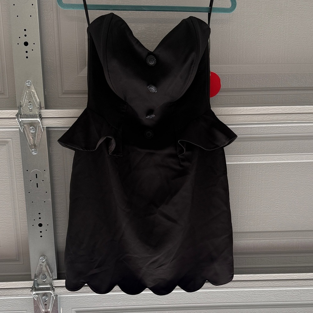 Eva Franco Black Mini Dress with Button Detail
